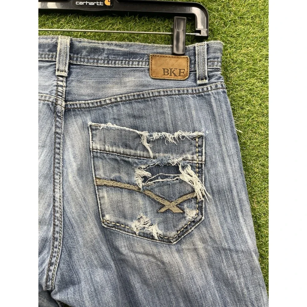 BKE Jeans Mens 36 Seth Straight Leg Affliction Y2K Medium Wash Distressed 2000s